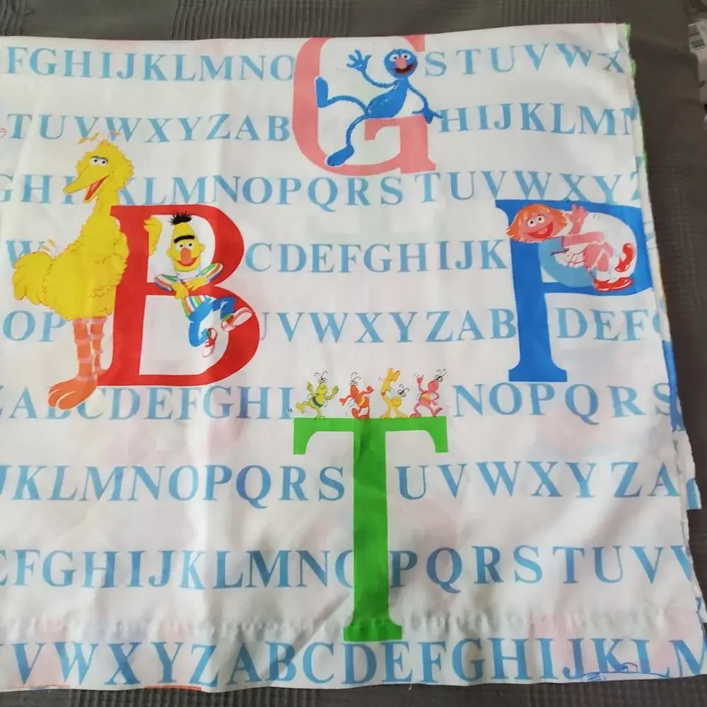 Vintage Sesame Street Twin Top Sheet Alphabet Big Bird American Lifestyle USA